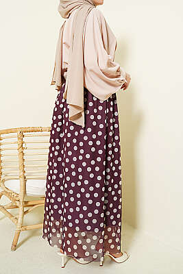 Puantiyeli Şifon Etek Mürdüm - Etek