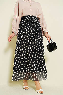 Puantiyeli Tül Etek Siyah - FİXAY