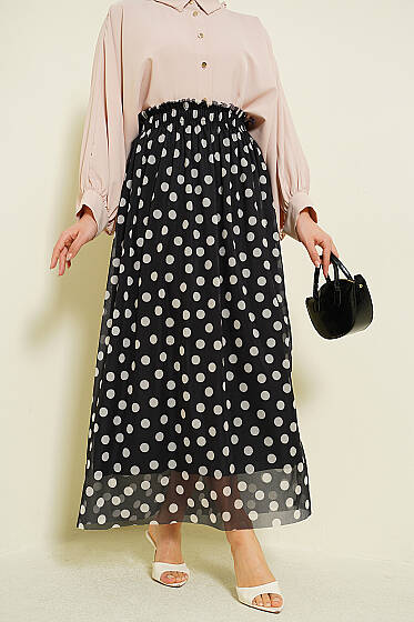 Puantiyeli Tül Etek Siyah - Etek