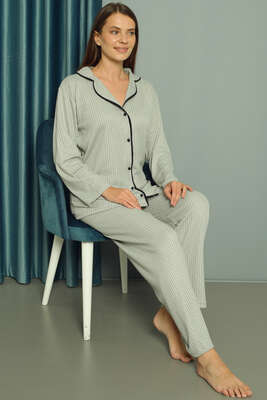 Puantiyeli Uzun Pijama Takımı Mint - Thumbnail