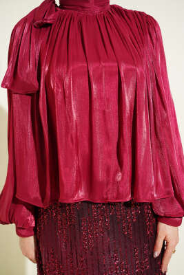 Pul Payetli Etekli Abiye İkili Takım Bordo - Elbise