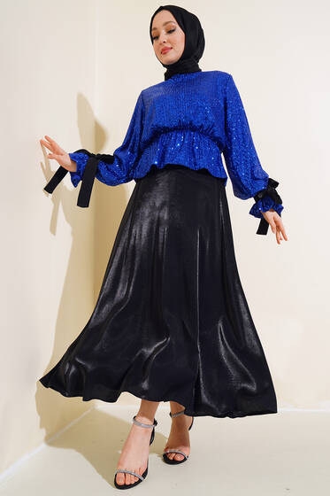 Pullu Etekli İkili Takım Saks - İkili Takım