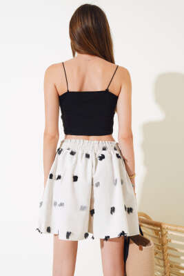 Püskül Detaylı Keten Şort Siyah - Kadın Giyim Modelleri