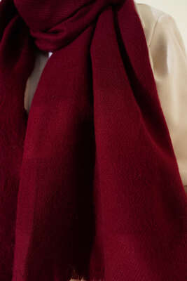 Püskül Detaylı Omuz Şalı Bordo - Omuz Şalı