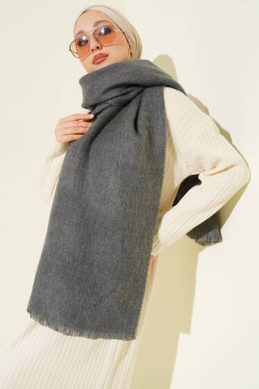 Püskül Detaylı Omuz Şalı Füme - Omuz Şalı