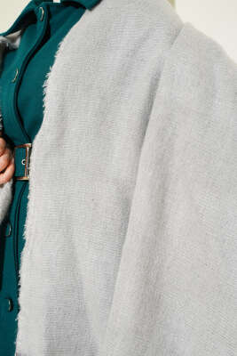 Püskül Detaylı Omuz Şalı Gri - Omuz Şalı