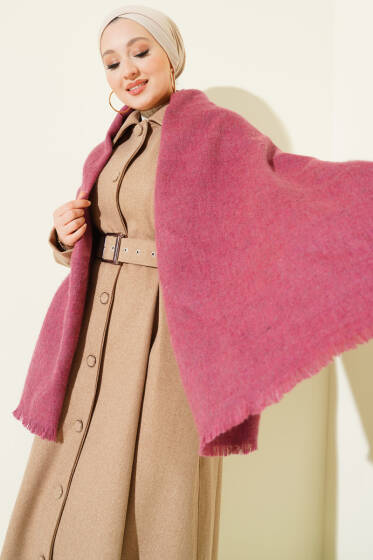 Püskül Detaylı Omuz Şalı Gül Kurusu - Omuz Şalı