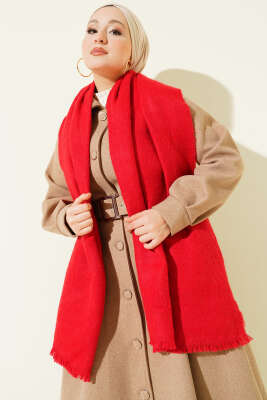 Püskül Detaylı Omuz Şalı Kırmızı - DESREE KEMER