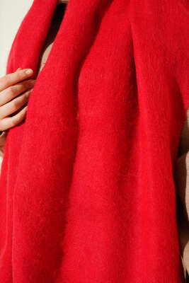 Püskül Detaylı Omuz Şalı Kırmızı - Omuz Şalı