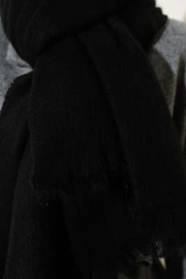 Püskül Detaylı Omuz Şalı Siyah - Omuz Şalı