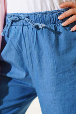 Püskül Detaylı Pantolon Kot Mavisi - Pantolon