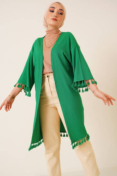 Püskül Süslemeli Benetton Hırka - Hırka