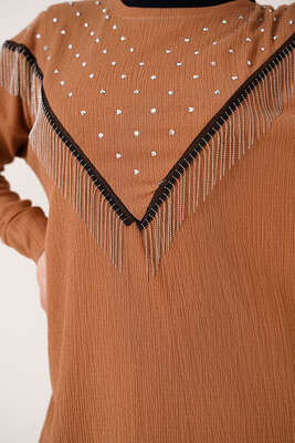 Püskül Zincir Süslemeli Camel - Tunik