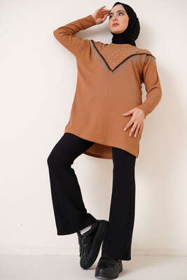 Püskül Zincir Süslemeli Camel - Tunik