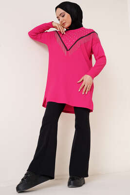 Püskül Zincir Süslemeli Fuşya 