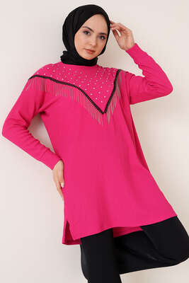 Püskül Zincir Süslemeli Fuşya - Tunik