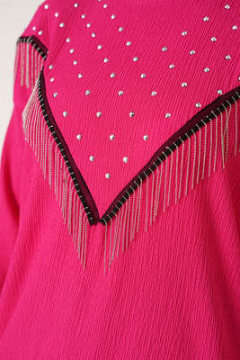 Püskül Zincir Süslemeli Fuşya - Tunik