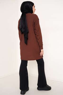 Püskül Zincir Süslemeli Kahve - Tunik