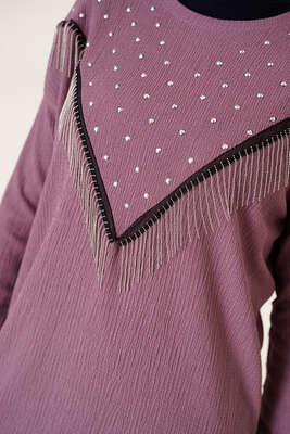 Püskül Zincir Süslemeli Magenta - Tunik