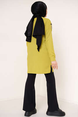 Püskül Zincir Süslemeli Yağ Yeşili - Tunik