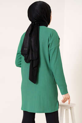 Püskül Zincir Süslemeli Yeşil - Tunik