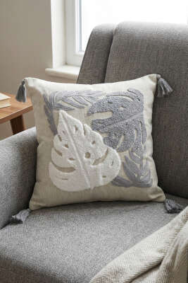 Püsküllü Bohem Tarz Punch İşlemeli Yastık Kılıfı Asorti 3 - HOBBY HOME