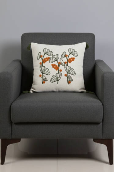 Püsküllü Bohem Tarz Punch İşlemeli Yastık Kılıfı Asorti 6 - Yastık Kılıfı