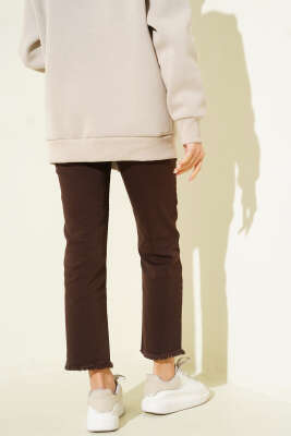 Püsküllü Dar Paça Kot Pantolon Kahve - Pantolon