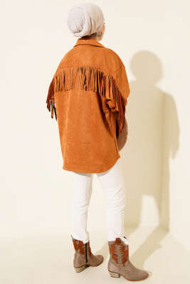 Püsküllü Düğmeli Süet Ceket Taba - Ceket