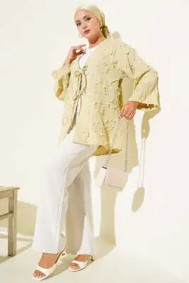 Püsküllü İp Bağcıklı Kimono Kum Bej - Dış Giyim&Mont