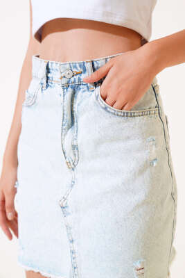 Püsküllü Kot Etek Kar Açık - Kadın Giyim Modelleri