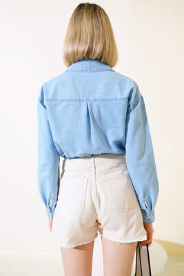 Püsküllü Kot Şort Etek Taş - Kadın Giyim Modelleri