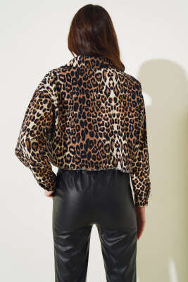 Püsküllü Leopar Desen Crop Ceket Leopar - Kadın Giyim Modelleri