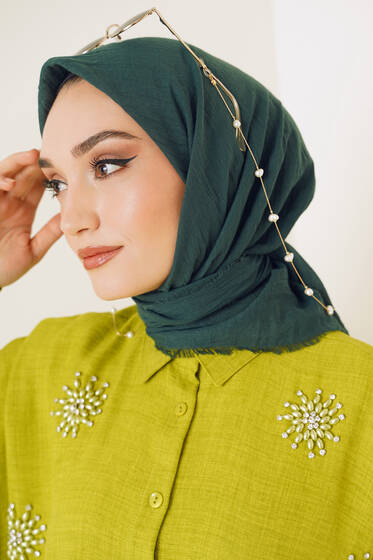 Püsküllü Model Zümrüt Ayrobin Eşarp - Black&White