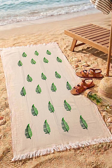 Püsküllü Müslin Plaj Peştemal Asorti 2 - Plaj Havlusu