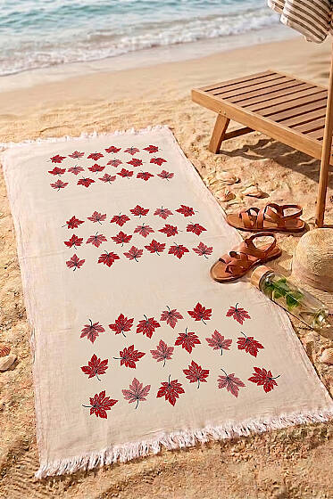 Püsküllü Müslin Plaj Peştemal Asorti 4 - Plaj Havlusu