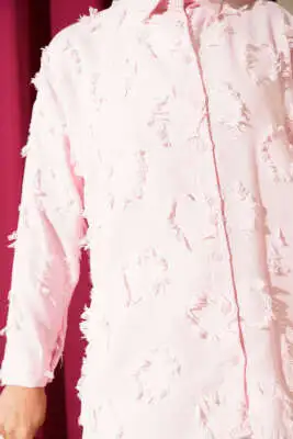 Püsküllü Oversize Gömlek Pembe - Gömlek