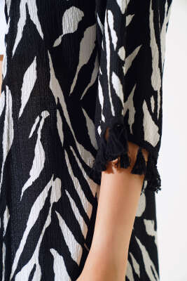 Püsküllü Salaş Hırka Sİyah - Kadın Giyim Modelleri