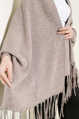 Püsküllü Triko Panço Vizon - Panço