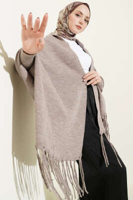 Püsküllü Triko Panço Vizon - Panço