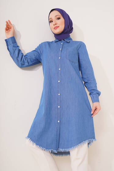 Püsküllü Tunik Kot Mavisi - Tunik