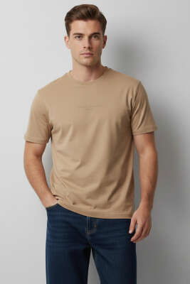 Quıet Dreams Baskılı T-shirt Camel - Erkek T-shirt