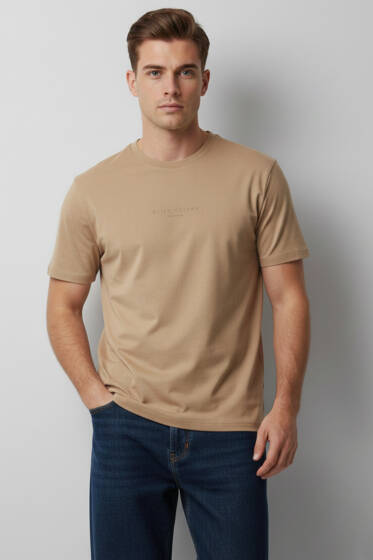 Quıet Dreams Baskılı T-shirt Camel - Erkek T-shirt