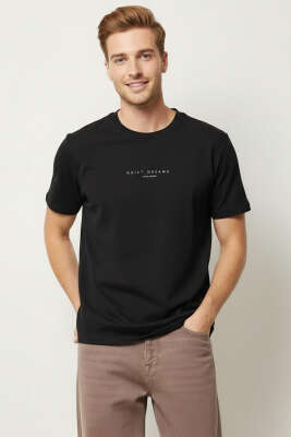 Quıet Dreams Baskılı T-shirt Siyah - Erkek Siyah Tişört