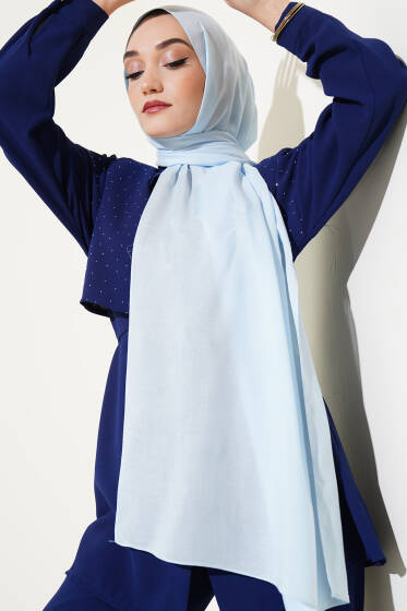 Rami Naturel Şal Bebe Mavi -178 - Başörtüsü