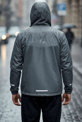 Reflektör Baskılı Erkek Eşofman Üst Füme - Erkek Ceket