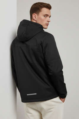 Reflektör Baskılı Erkek Eşofman Üst Siyah - Erkek Ceket