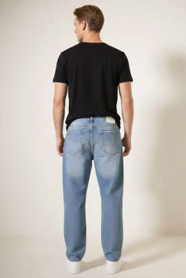 Regular Fit Bol Erkek Kot Pantolon Açık Mavi - Erkek Pantolon