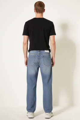 Regular Fit Bol Erkek Kot Pantolon Mavi - Erkek Pantolon
