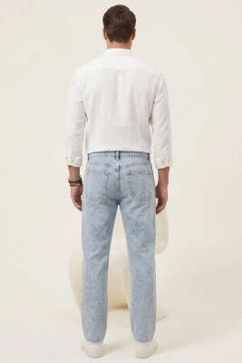 Regular Fit Cepli Erkek Kot Pantolon Açık Mavi - Erkek Pantolon